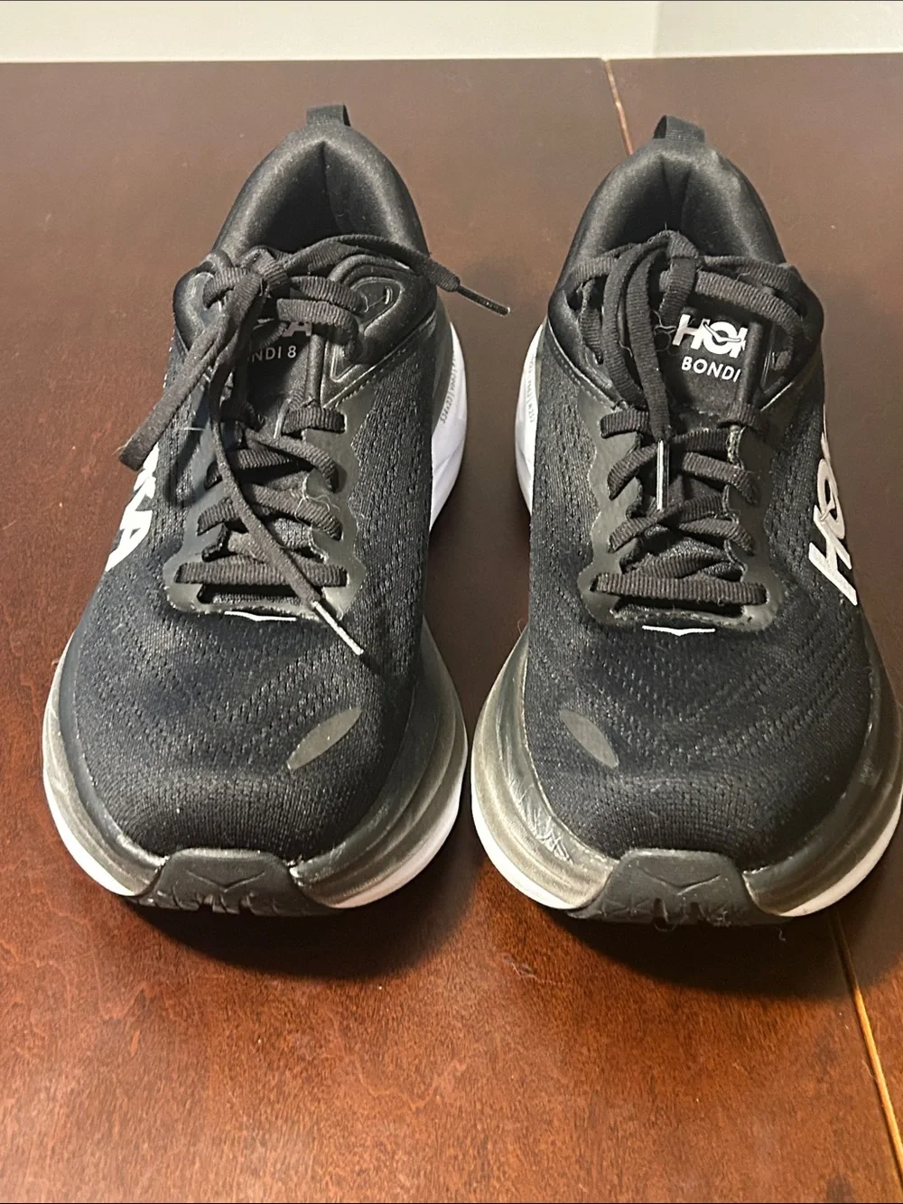 Hoka Black and White Women's Cushioned Running Sneakers